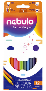 Kredki sześciokątne Nebulo 12 kolorów