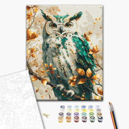 Malowanie po numerach BRUSHME 40x50 cm Gold Szmaragdowa Sowa