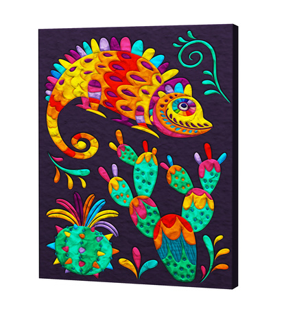 Obraz do wyklejania plasteliną wzór kameleon