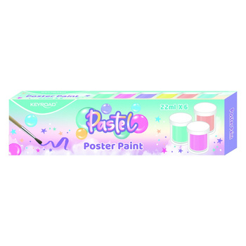 Farby plakatowe 22ml pastel KEYROAD pędzelek gratis 6 kolorów