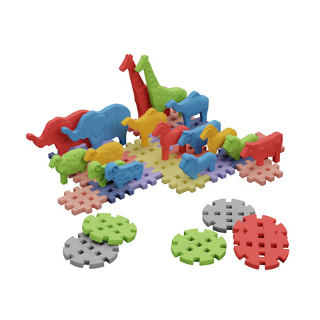 Klocki konstrukcyjne mini Zwierzęta 42 elementy