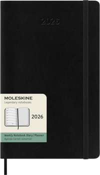 Kalendarz 2026 12M Moleskine L tygodniowy miękka oprawa czarny 13x21cm