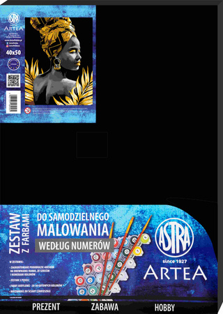 Malowanie po numerach na czarnym płótnie Astra Artea Złota muza