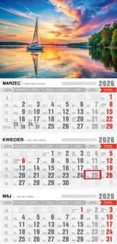 Kalendarz 2026 trójdzielny ekonomiczny z magnesem Mazury KTM VM13