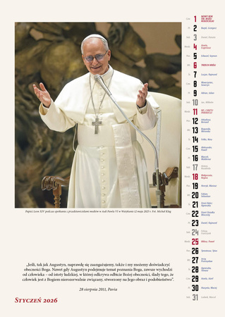 Kalendarz 2026 ścienny Leon XIV