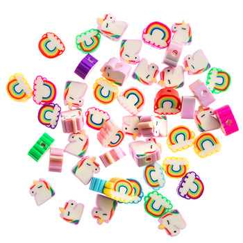 Koraliki polimerowe Jednorożce i Tęcze 48szt.