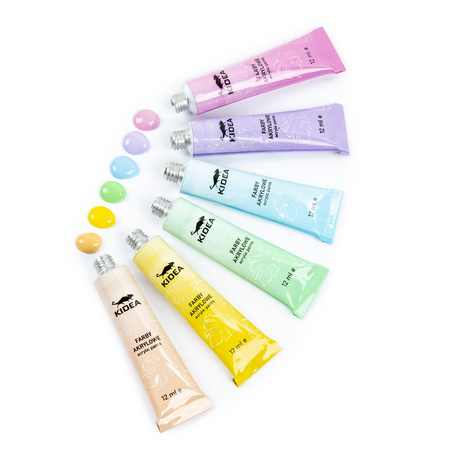 Farby akrylowe pastelowe Kidea 12 kolorów 12 ml