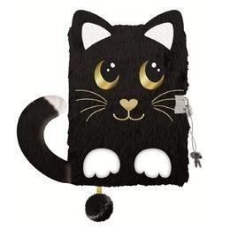 Pamiętnik A5 Włochacz z kłódką 3D Night Cat 96k.