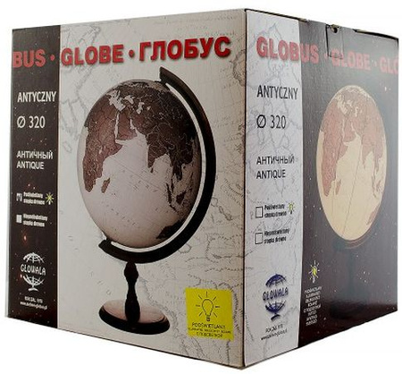Globus 320 antyczny podświetlany drewniana stopka