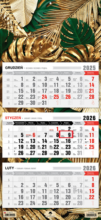Kalendarz 2026 trójdzielny Glamour Gold KT1–V.78