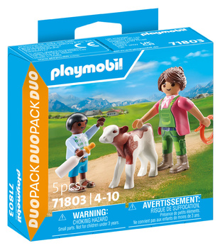 Playmobil Gospodyni wiejska z dzieckiem i cielakiem 71803