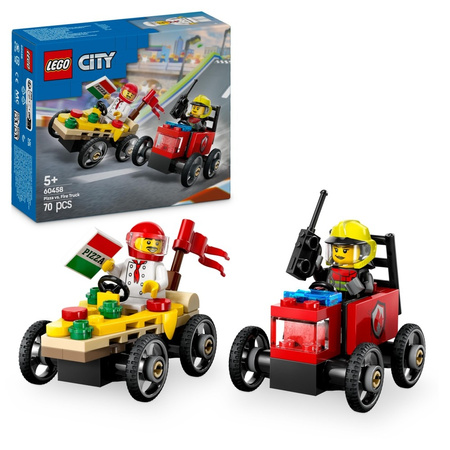 Lego City Zestaw wyścigówek pizza kontra wóz strażacki 60458