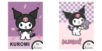 Paczka Zeszyt A4 32k. linia dwukolorowa do nauki pisania Kuromi mix pakiet 15 sztuk