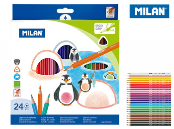 Kredki ołówkowe trójkątne Milan 24 kolory