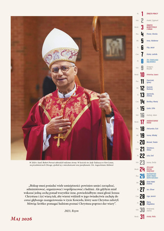 Kalendarz 2026 ścienny Leon XIV