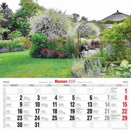 Kalendarz 2026 Ogrody KD-12