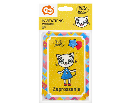 Zaproszenia papierowe Kicia Kocia 6szt.