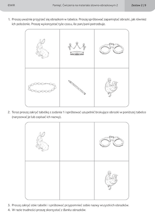 Pamięć ćwiczenia na materiale słowno obrazkowym 2