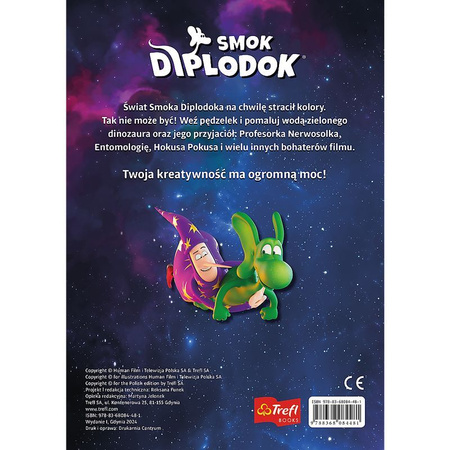 Smok Diplodok. Malowanka wodna