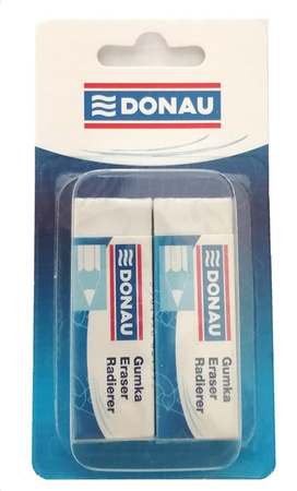Gumka uniwersalna DONAU biała 2szt. blister