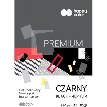 Paczka Blok techniczny czarny A3 Premium 220g Happy Color 10sztuk