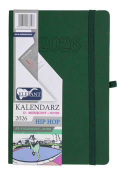 Kalendarz 2026 12 m-cy. Hip hop A5 tygodniowy zielony