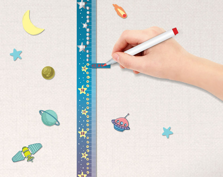 Miarka wzrostu zdrapka dla chłopców kosmiczna przygoda