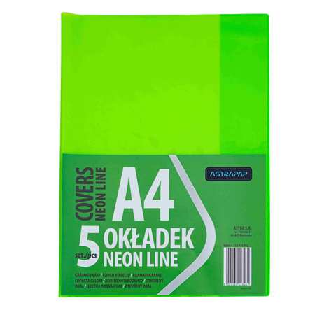 Paczka okładki A4 neon line nieregulowane 5 szt.mix kolorów