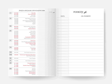 Kalendarz 2026 Flamenco A6 tygodniowy białe kwiaty