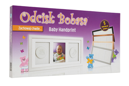 Ramka potrójna z glinką Odcisk bobasa szara (nowa)