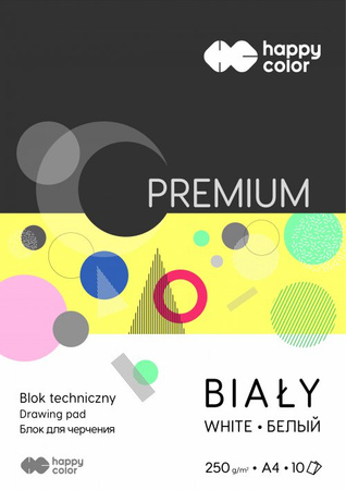 Paczka Blok techniczny biały A4 Premium 250g Happy Color 20sztuk