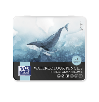 Kredki akwarelowe artistic Oxford a w pudełku metalowym 24 kolory