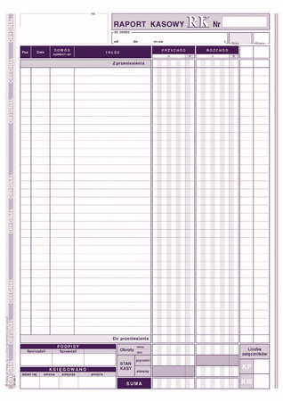 Raport Kasowy A4