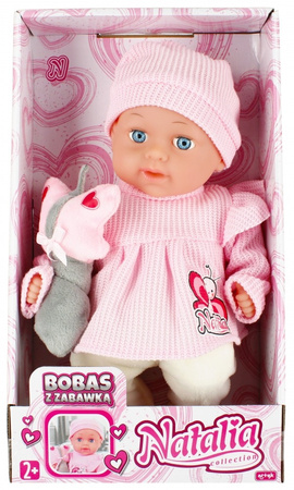 Lalka Natalia bobas z zabawką 33 cm
