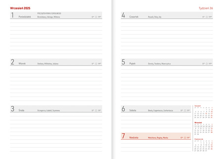 Kalendarz nauczyciela 2025/2026 A5T Nebraska z gumką CZARNY