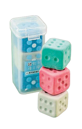 Display Gumka do ołówka kostki do gry 3szt. w etui 24 szt.