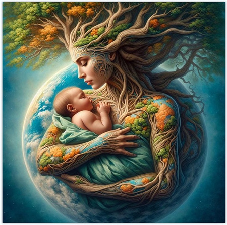 Diamentowa Mozaika Kobieta Matka ziemia z dzieckiem NO-2003085