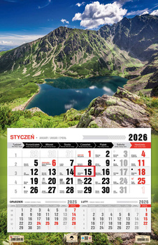 Kalendarz 2026 trójdzielny jednodzielny Tatry KTJ3 V18