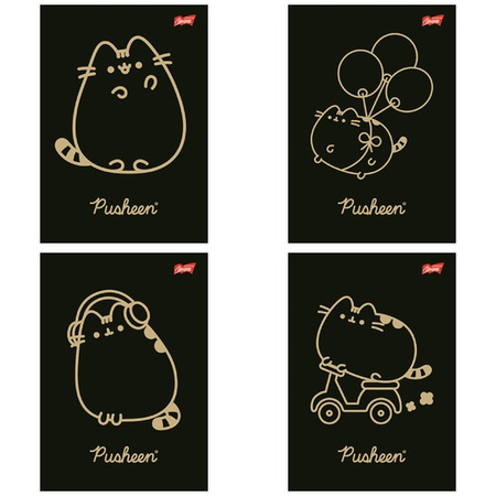 Paczka Zeszyt A5 60 k. kratka Pusheen Gold mix wzorów 10 szt.