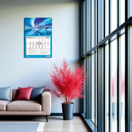 Kalendarz 2026 Jednodzielny Zorza polarna Islandia