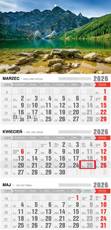 Kalendarz 2026 trójdzielny ekonomiczny Tatry KTE VE18