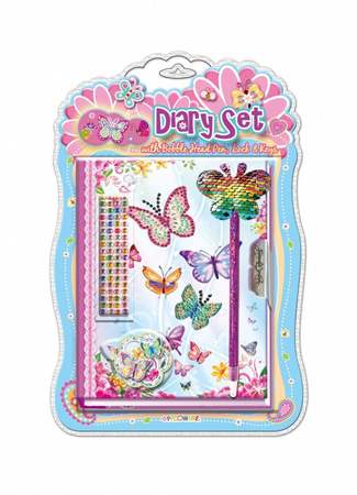 Pamiętnik na kłódkę z długopisem motylki