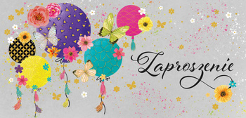Zaproszenie Jaskrawe Balony komplet 5 sztuk