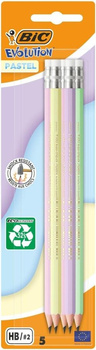 Ołówek BIC Evolution Pastel z gumką 5 sztuk blister