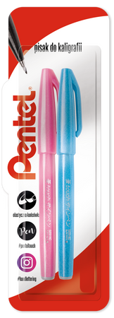 Pisak/pędzelek do kaligrafii SES15 błękitny i różowy blister