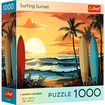 Puzzle 1000 USA Collection: Surfing Sunset