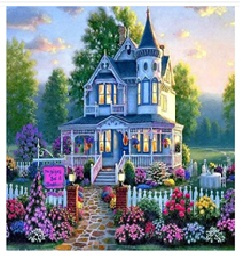 Diamentowa Mozaika Domek z ogrodem  NO-1006296