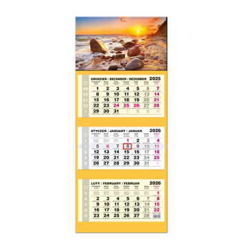 Kalendarz 2026 trójdzielny LUX główka wypukła Bałtyk