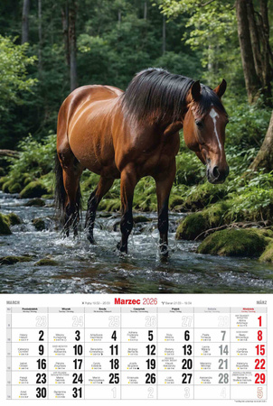 Kalendarz 2026 A3 Konie A3-2