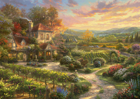 Puzzle 2000 PQ T. Kinkade Winnica 108394